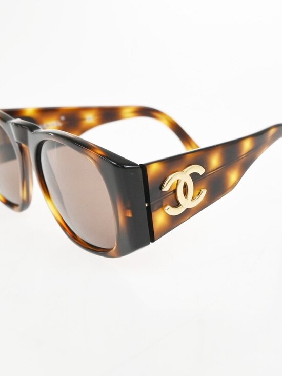 CHANEL CC Logo Sunglasses Eye Wear Plastic Brown GHW 01451 63RL897 main image 15